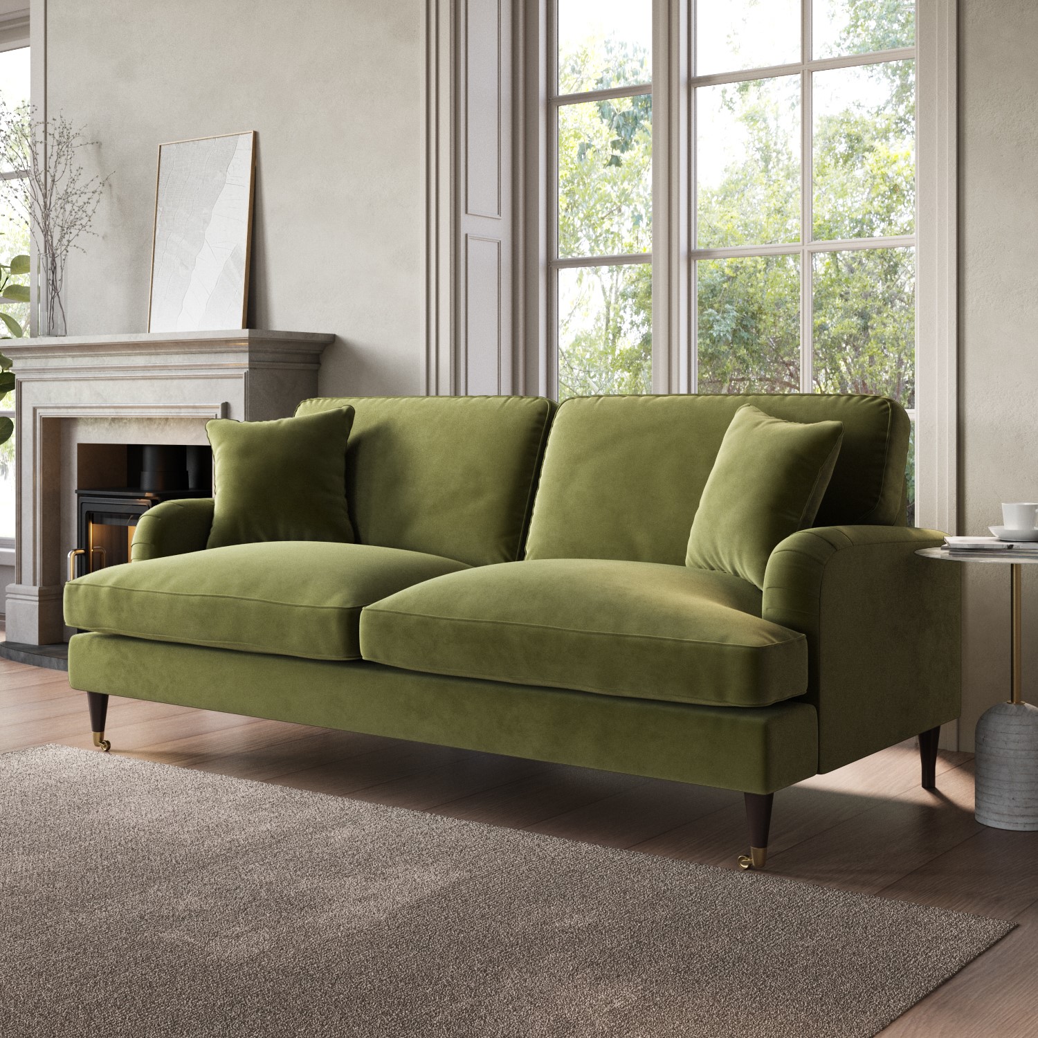 Read more about Olive green velvet 3 seater sofa payton